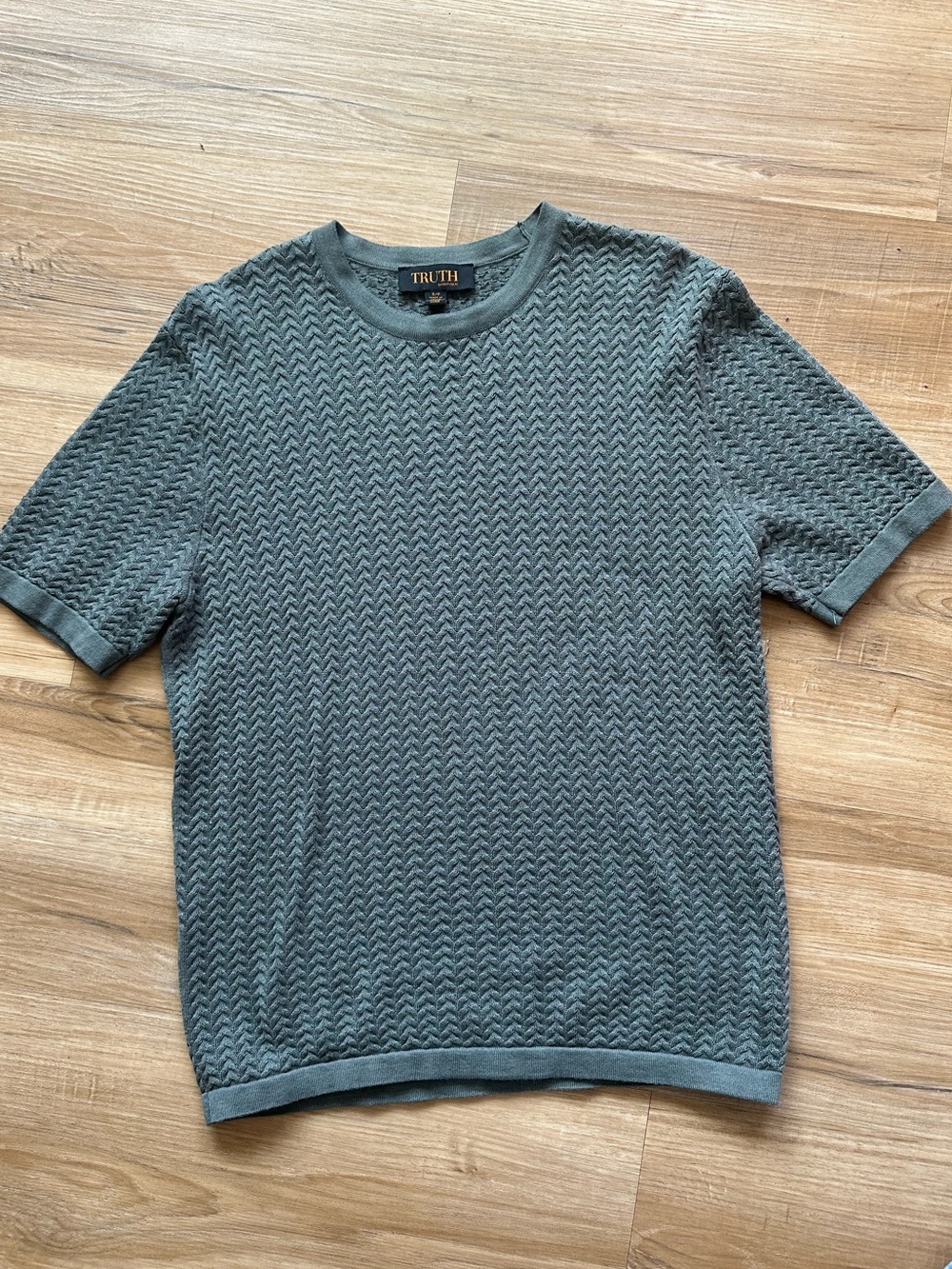 TRUTH Slate Green Textured Short Sleeve Knit Top